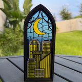 Gothic Window Tealight Book Nook | City Skyline | Bookshelf Decor