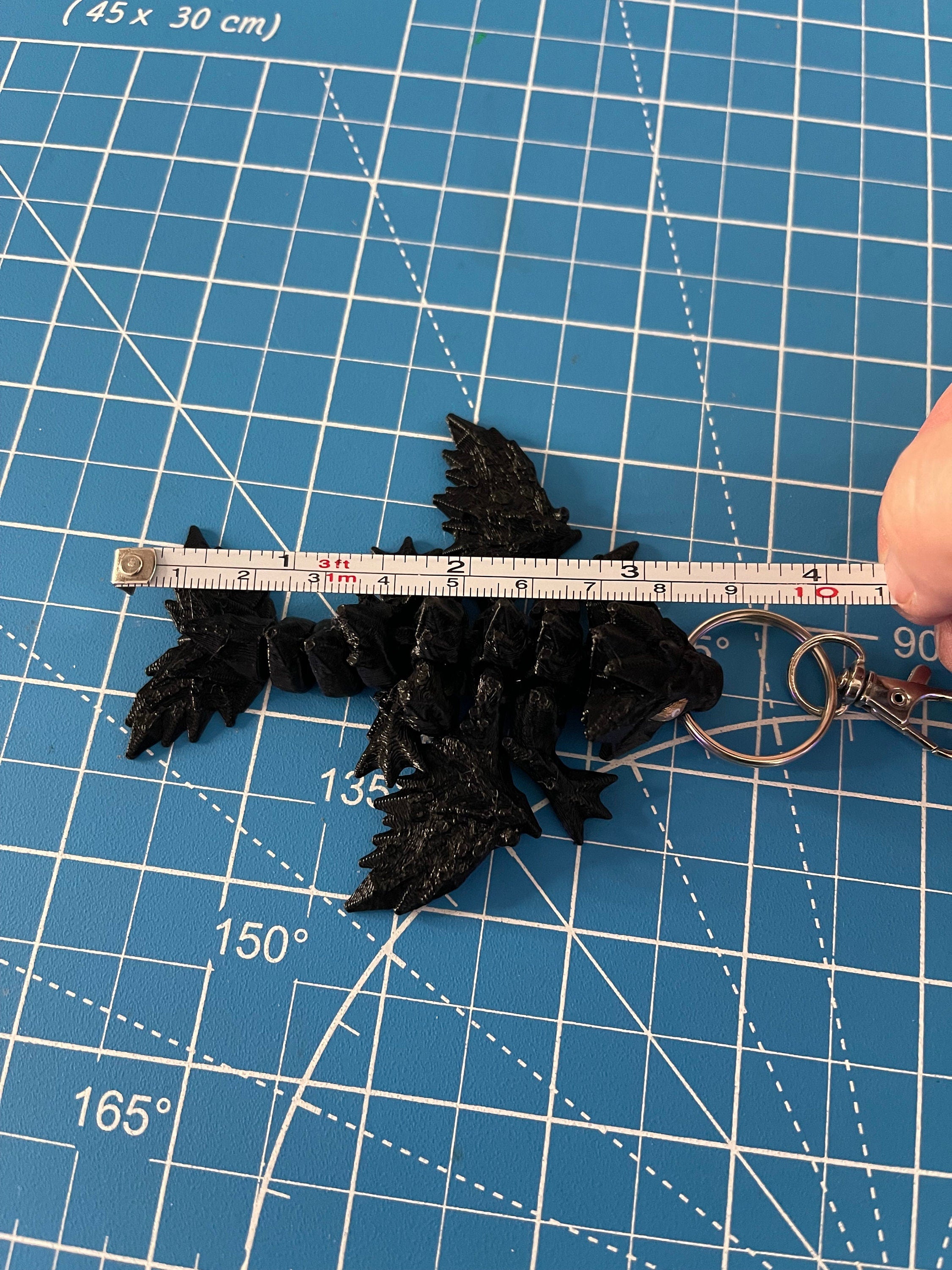 Black or Blue Dragon Keychain Articulating 3D Print-Create Fantasy Crafts