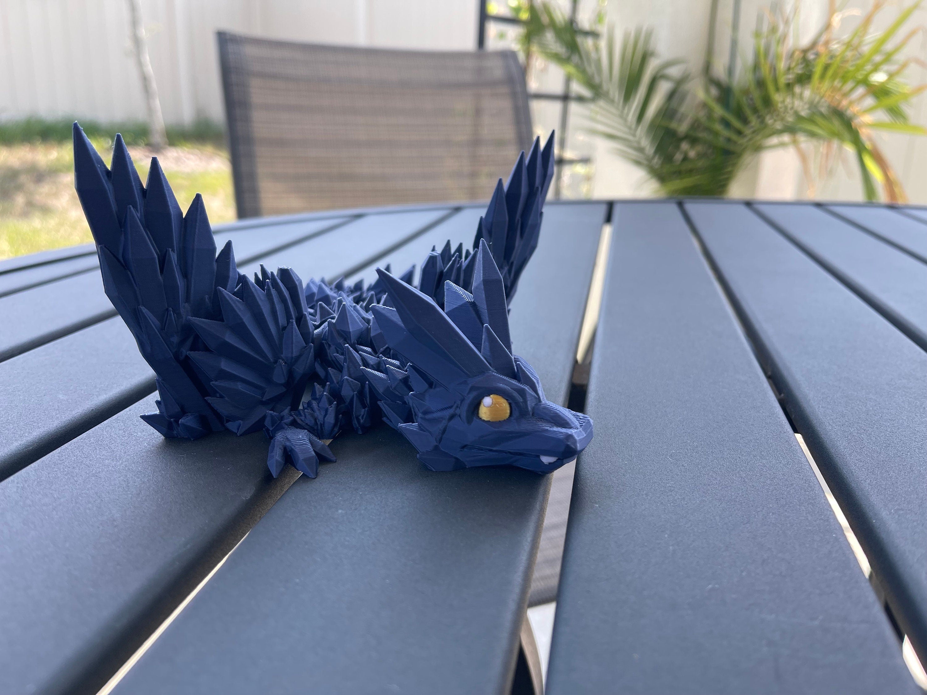 3D Print Navy Blue Articulating Dragon Blue Dragon Gift Bookshelf Décor-Create Fantasy Crafts