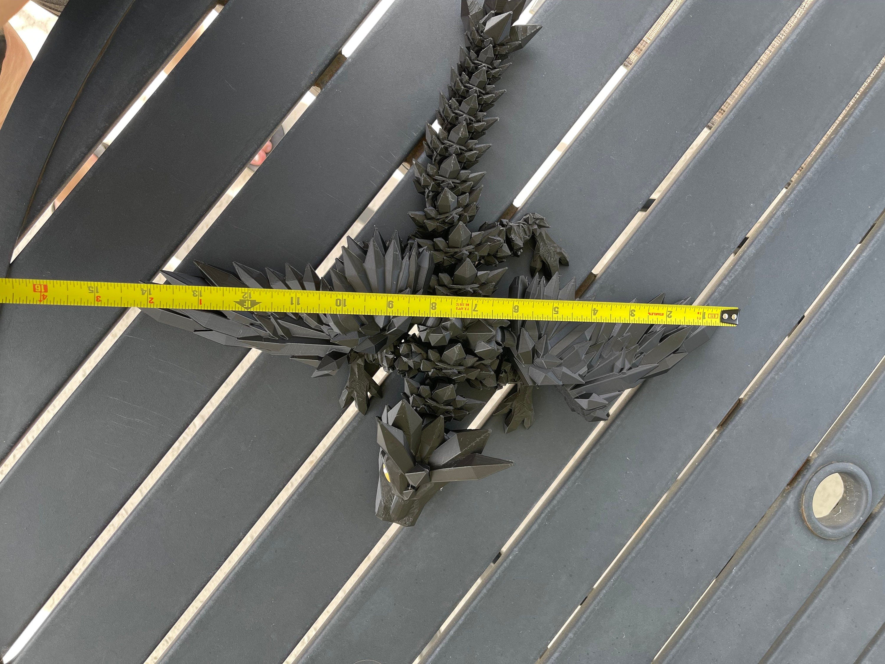 Extra Large Black Dragon 3D Printed Articulating Dragon-Create Fantasy Crafts