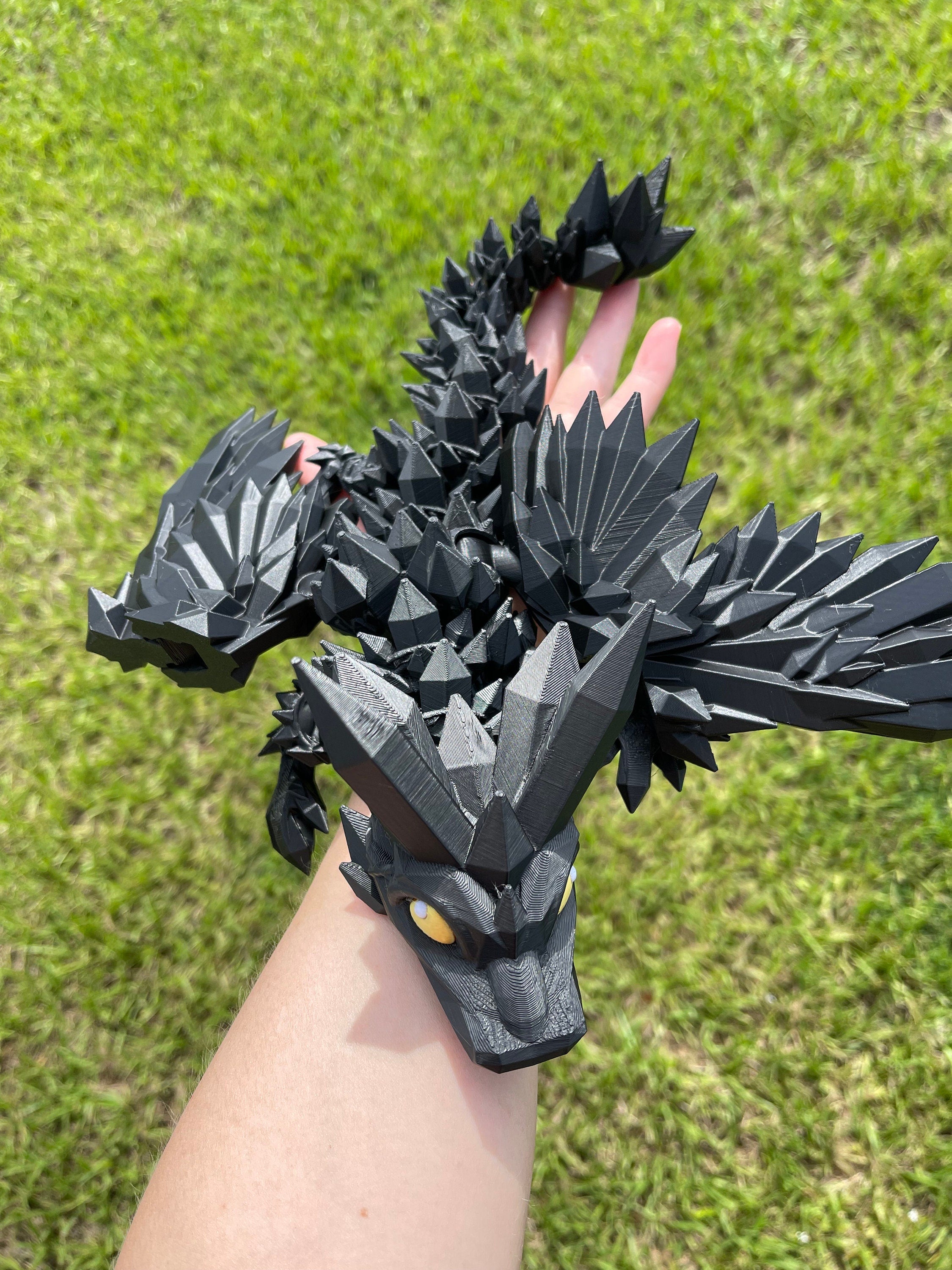 Extra Large Black Dragon 3D Printed Articulating Dragon-Create Fantasy Crafts