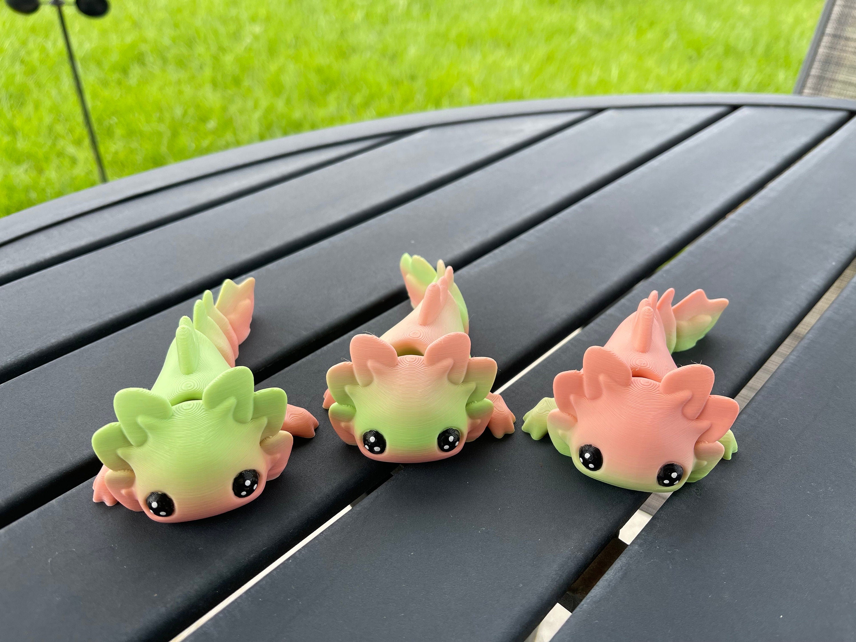 Cute Axolotl Tadpole 3D Print Articulating Desk Decor Regular or Keychain Version-Create Fantasy Crafts