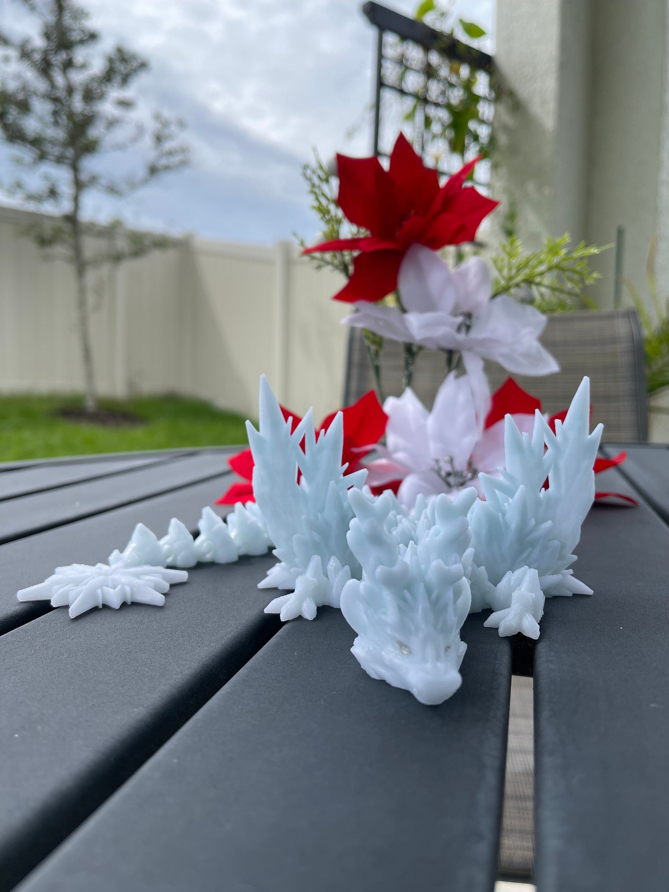 Winter Dragon Articulating 3D Print Ice Dragon Gift Toy Decor-Create Fantasy Crafts