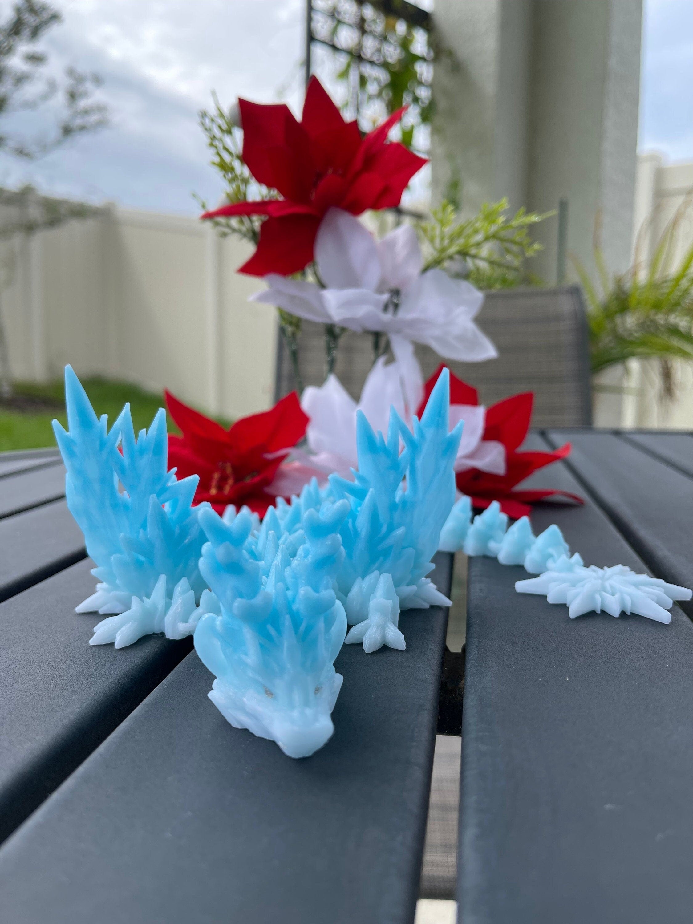 Winter Dragon Articulating 3D Print Ice Dragon Gift Toy Decor-Create Fantasy Crafts