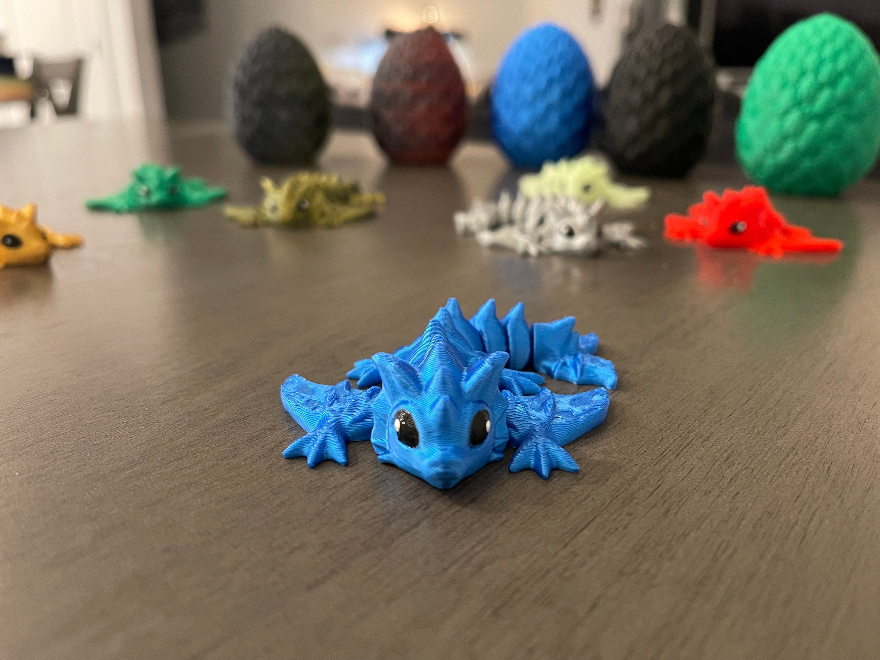 3D Print Small Dragon Egg with Tiny Articulating Dragon You Choose Color Dragon and Egg Customizable Great Gift-Create Fantasy Crafts