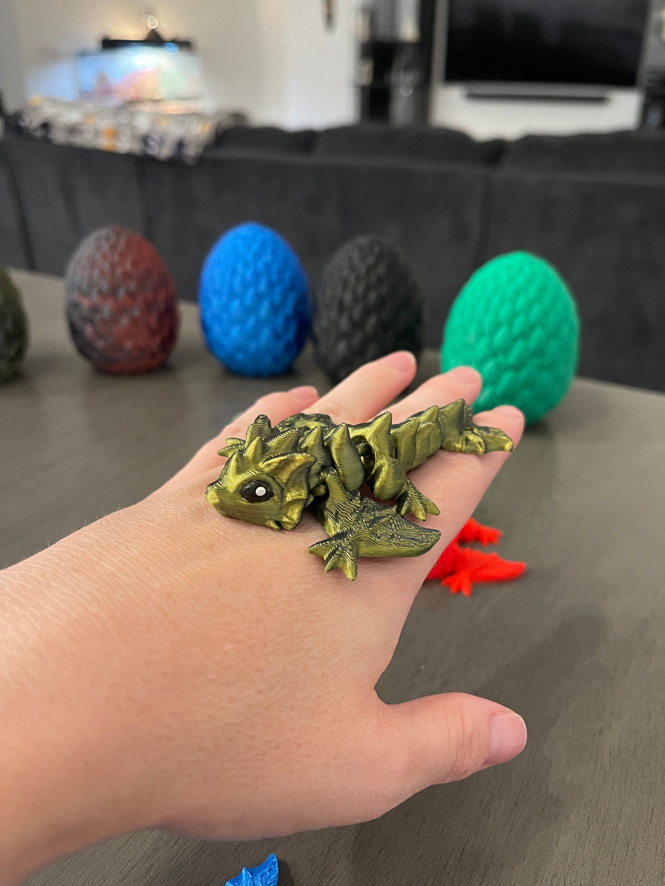 3D Print Small Dragon Egg with Tiny Articulating Dragon You Choose Color Dragon and Egg Customizable Great Gift-Create Fantasy Crafts