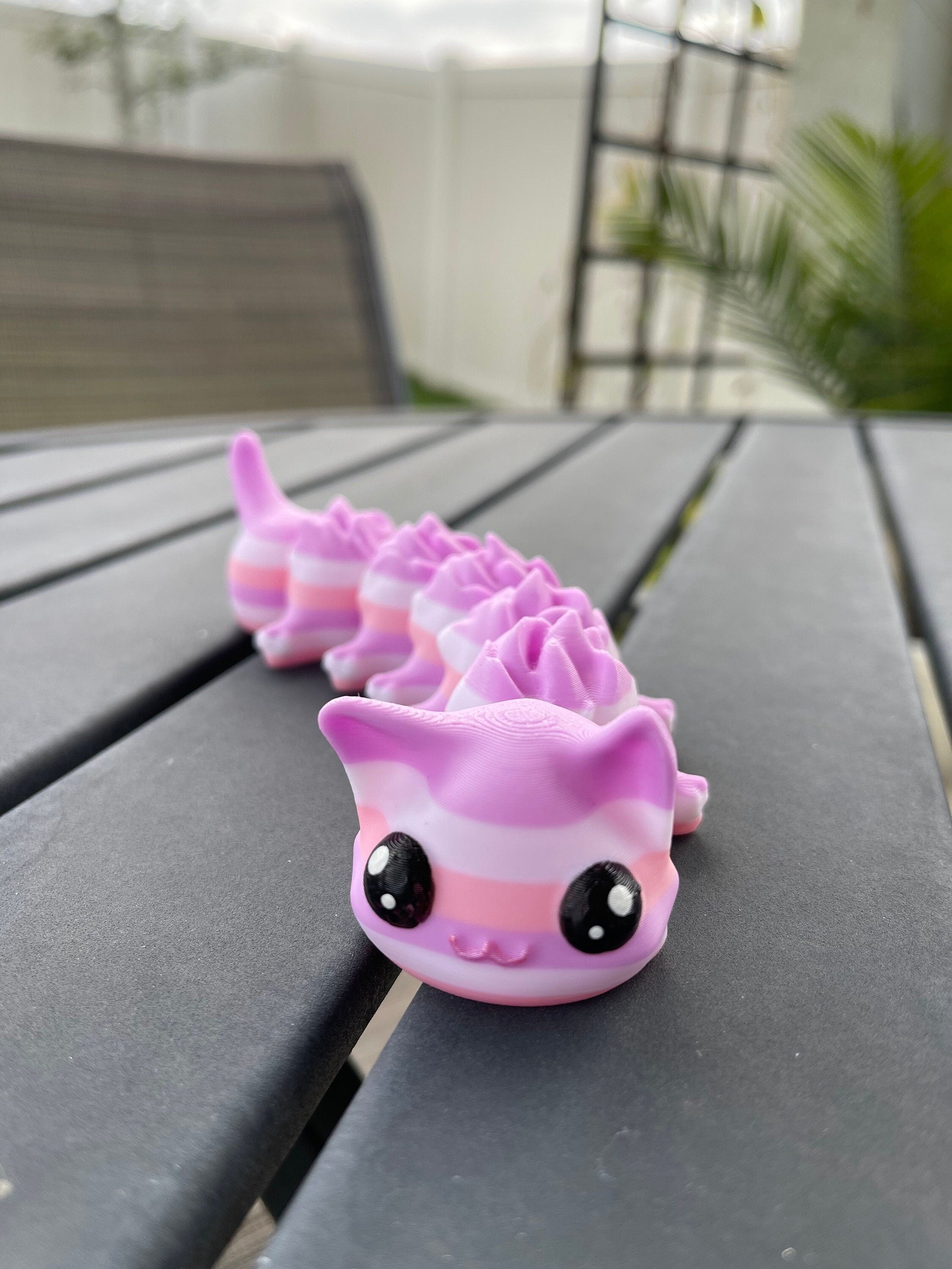 3D Print Cute Cat-erpillar Cat Caterpillar Gift Fidget Toy Decor-Create Fantasy Crafts