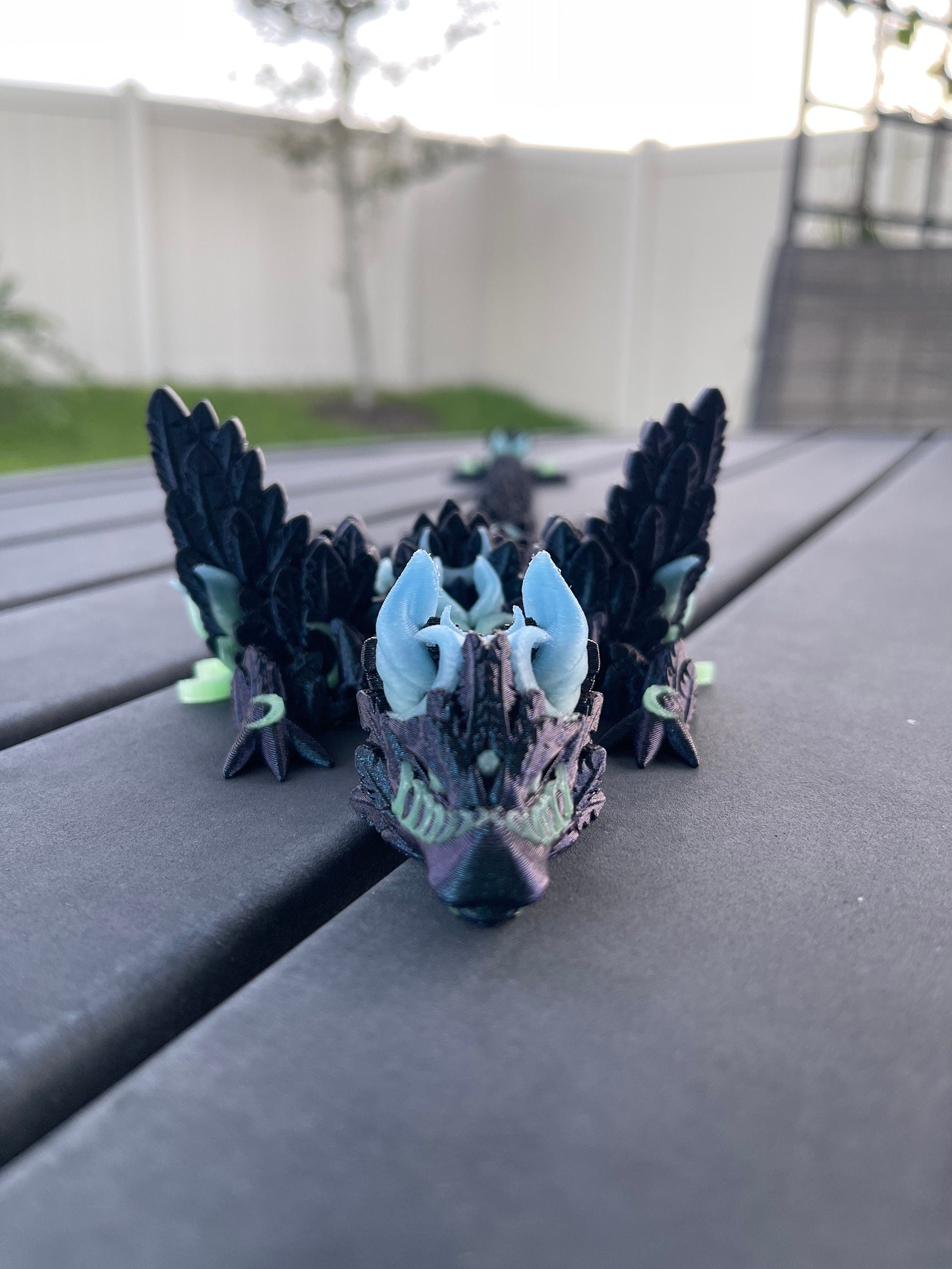 3D Print Lunar Dragon Articulating Color Changing Glow In the Dark Accents-Create Fantasy Crafts