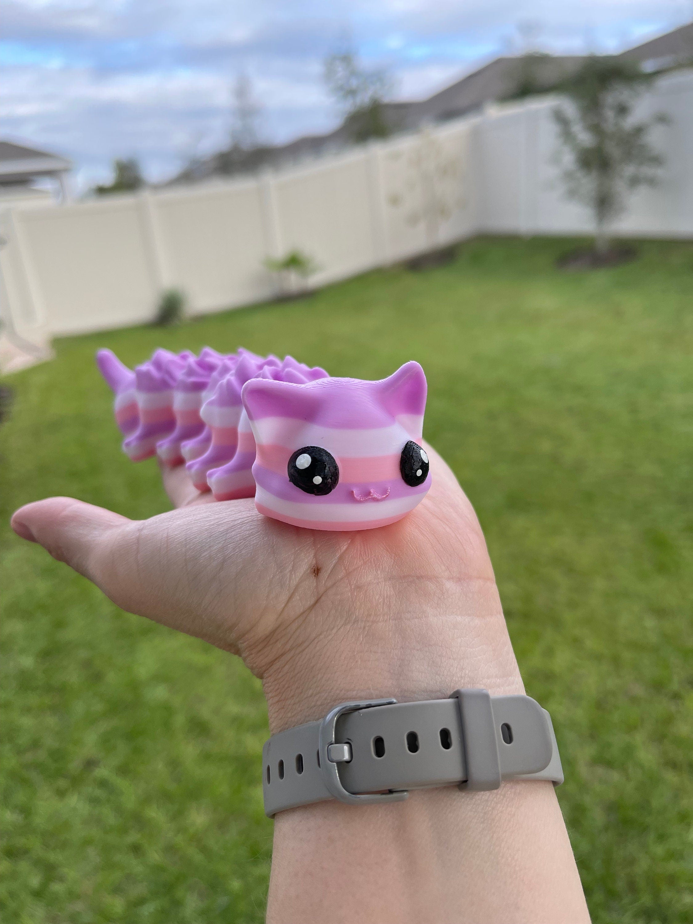 3D Print Cute Cat-erpillar Cat Caterpillar Gift Fidget Toy Decor-Create Fantasy Crafts