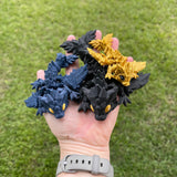 Mini Black, Blue and Gold Combo Set 3D Print Articulating Dragons Bookshelf Decor-Create Fantasy Crafts