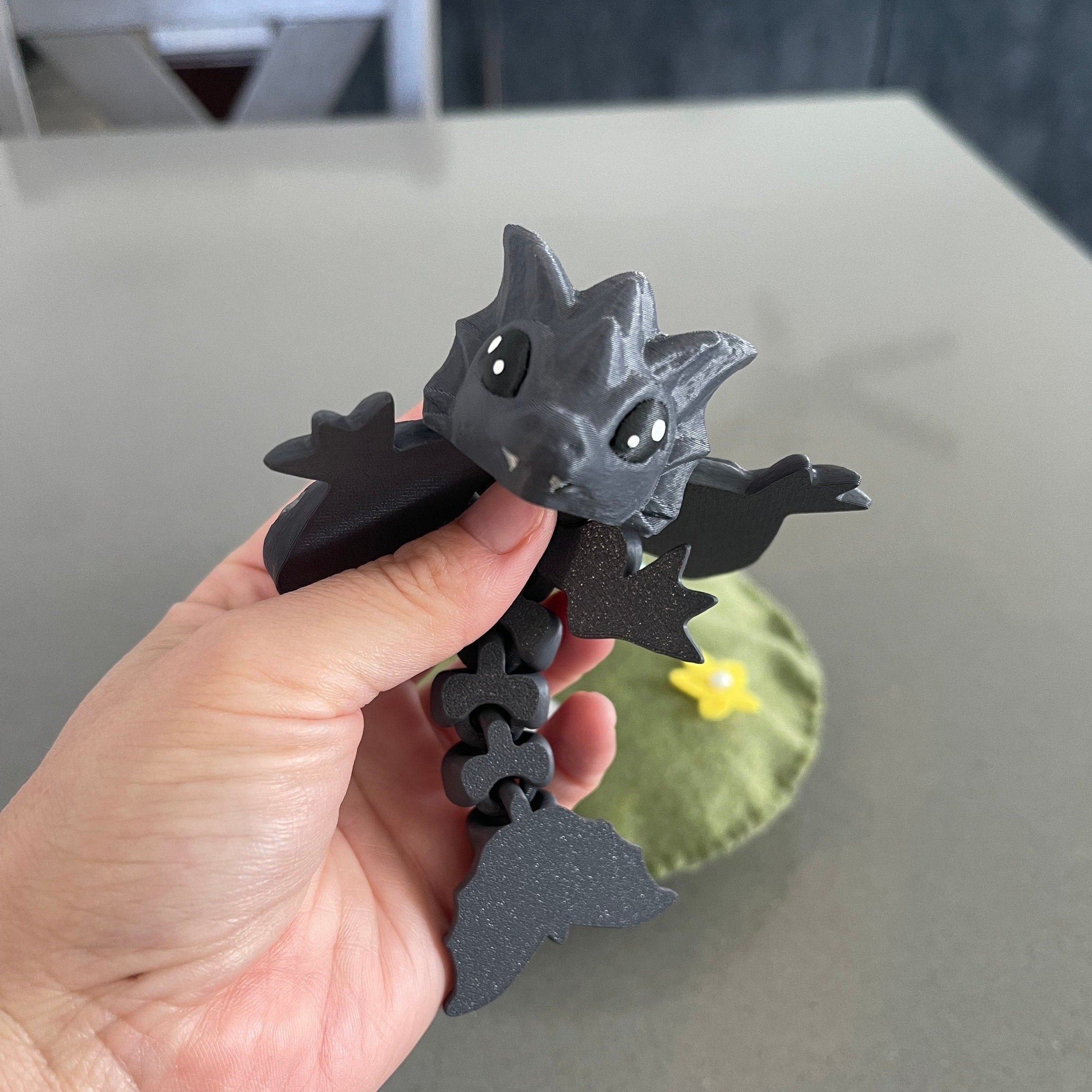 Gray Wyvern Iron Teeth and Spikes Silk Wings 3D Print Dragon Gift Bookself Décor-Create Fantasy Crafts