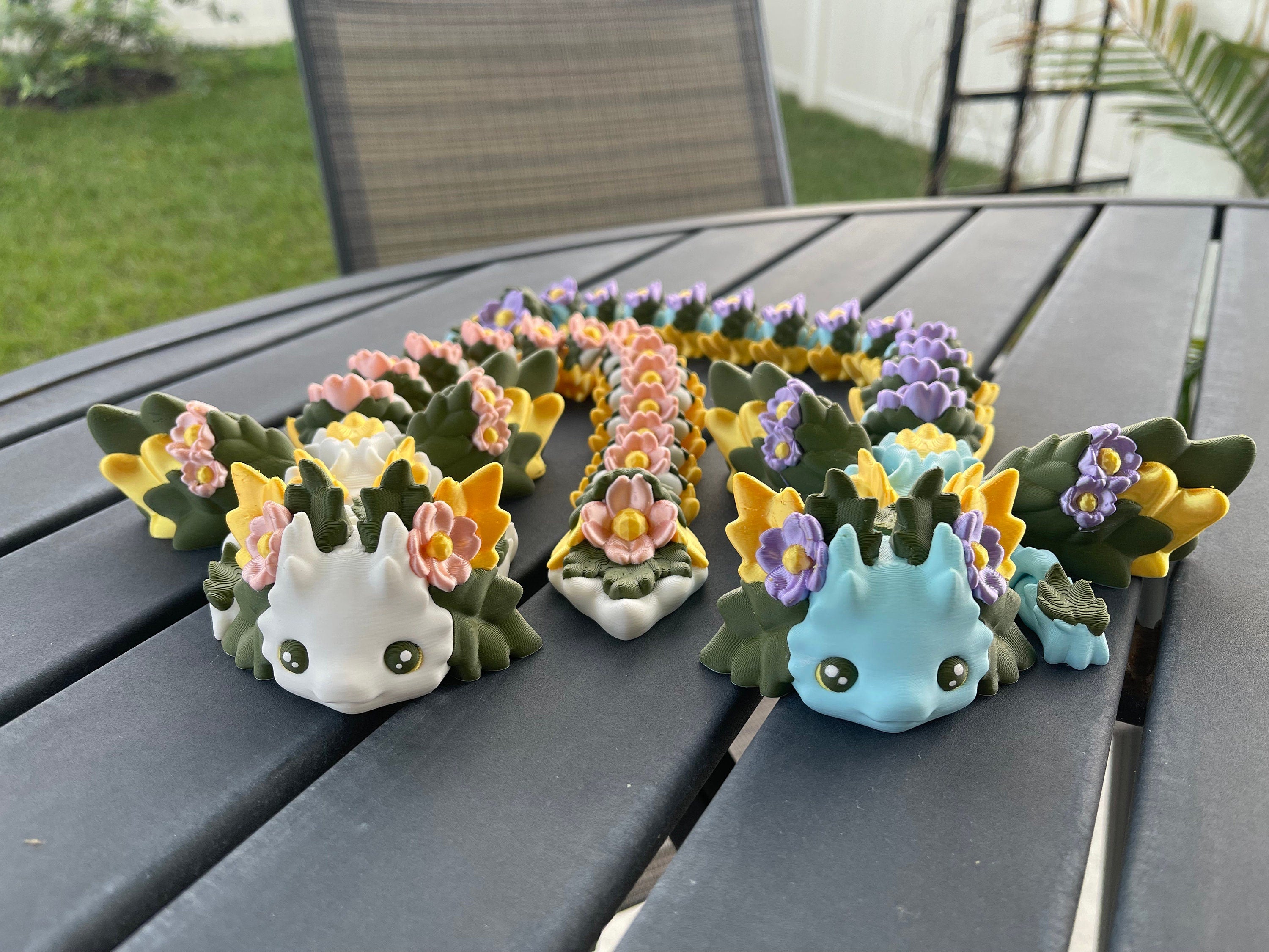 Kosha Axolotl Flower Dragon 3D Print White or Blue or Custom colors-Create Fantasy Crafts