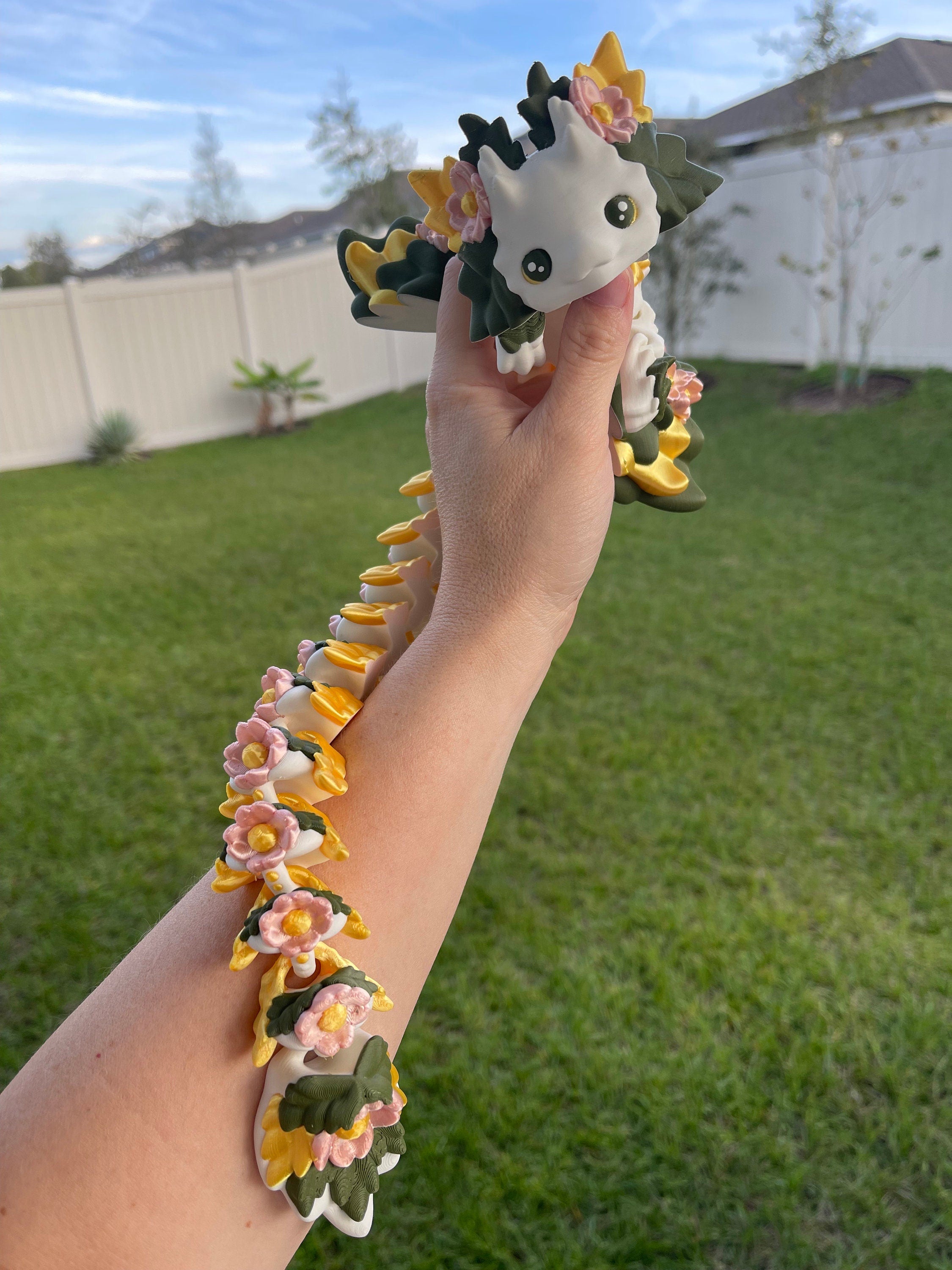 Kosha Axolotl Flower Dragon 3D Print White or Blue or Custom colors-Create Fantasy Crafts