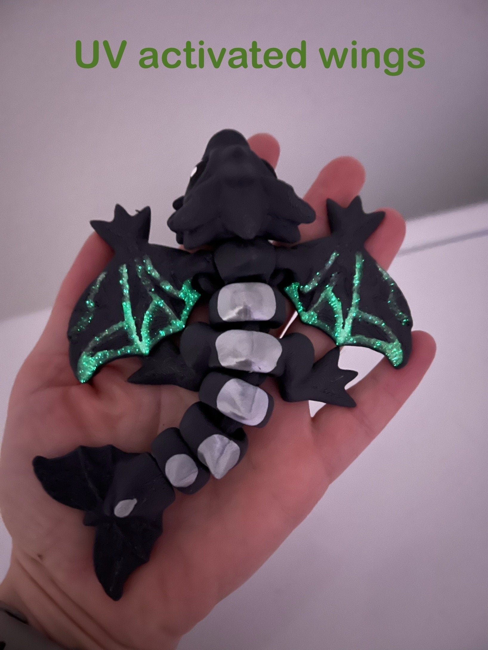 Gray Wyvern Iron Teeth and Spikes Silk Wings 3D Print Dragon Gift Bookself Décor-Create Fantasy Crafts