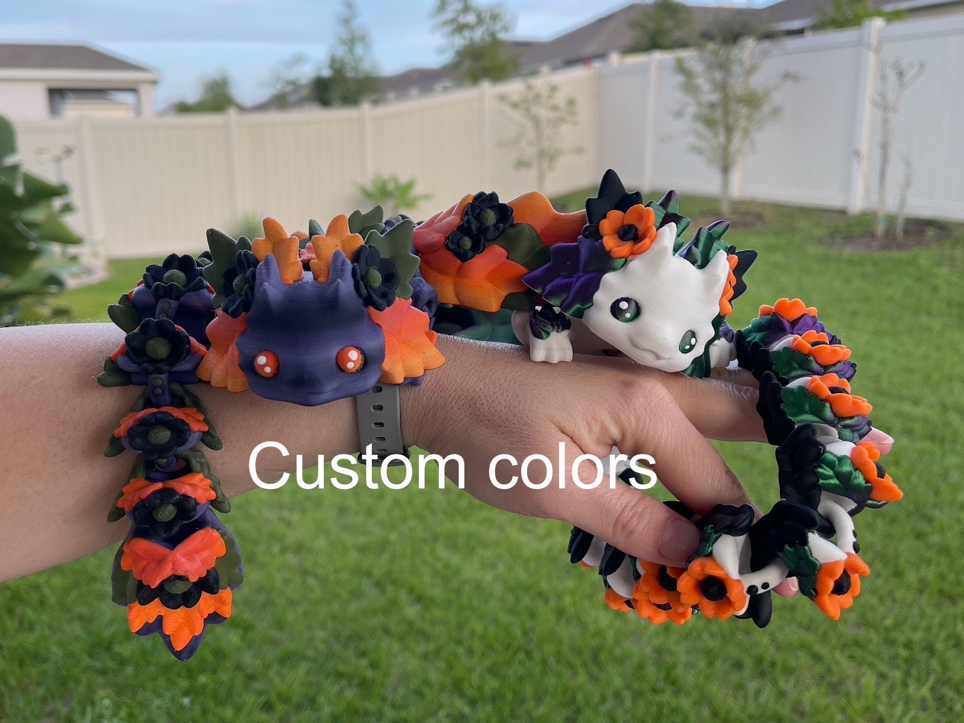 Kosha Axolotl Flower Dragon 3D Print White or Blue or Custom colors-Create Fantasy Crafts