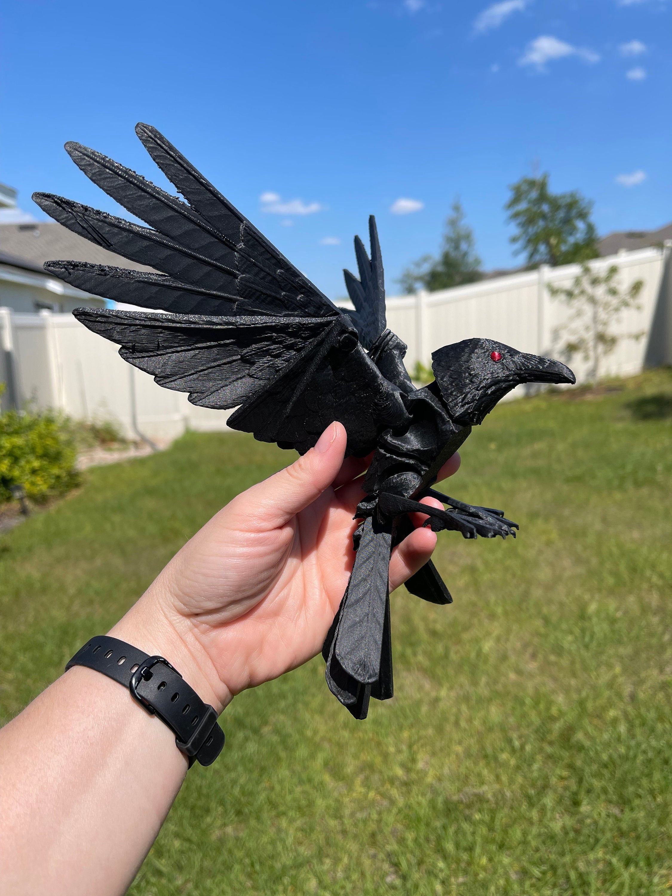 Raven 3D Print Customizable You Choose Color Stand Alone or with Skull to stand on-Create Fantasy Crafts