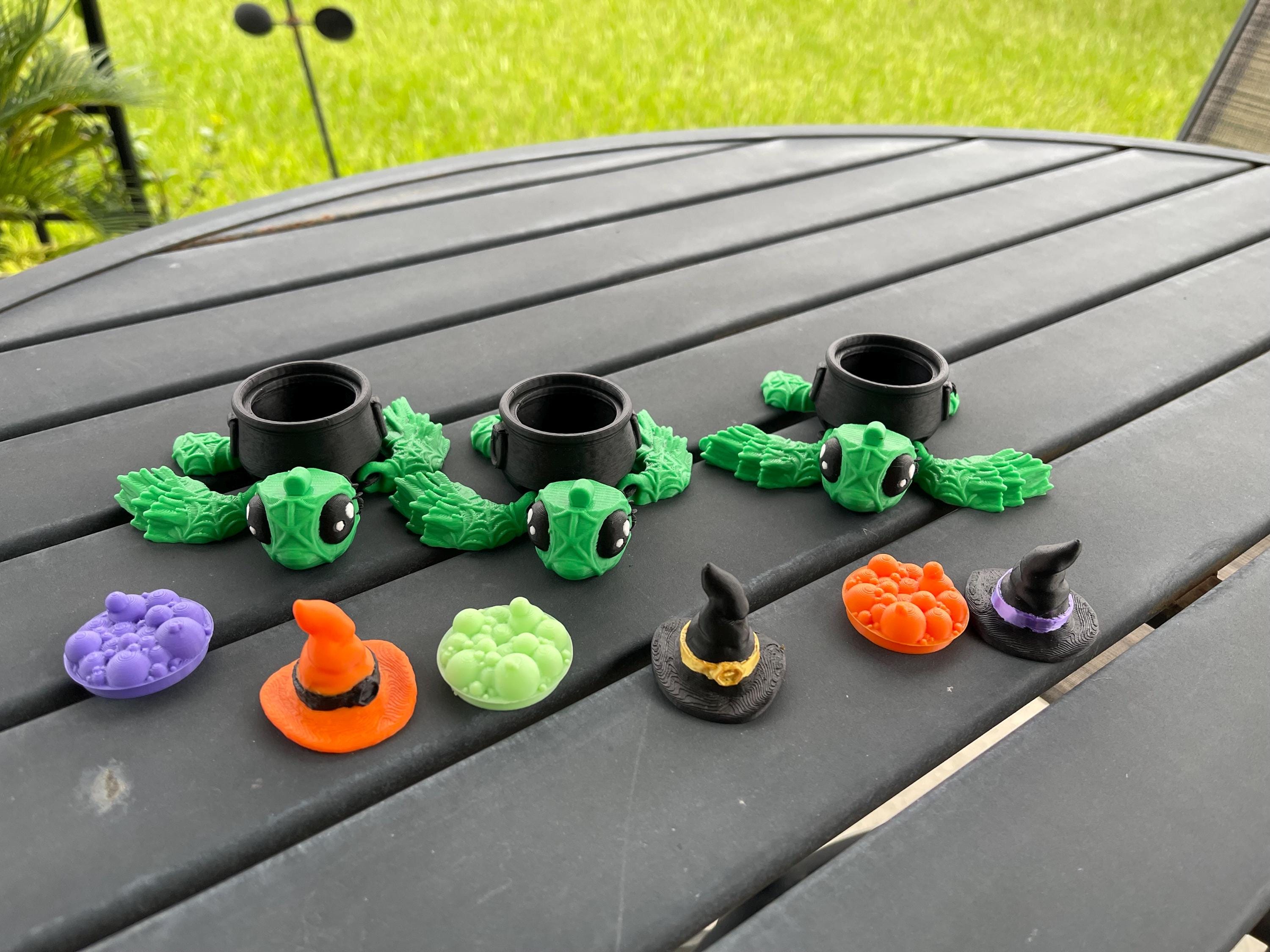 Witch Turtle 3D Printed Articulating Customizable Choose Color-Create Fantasy Crafts