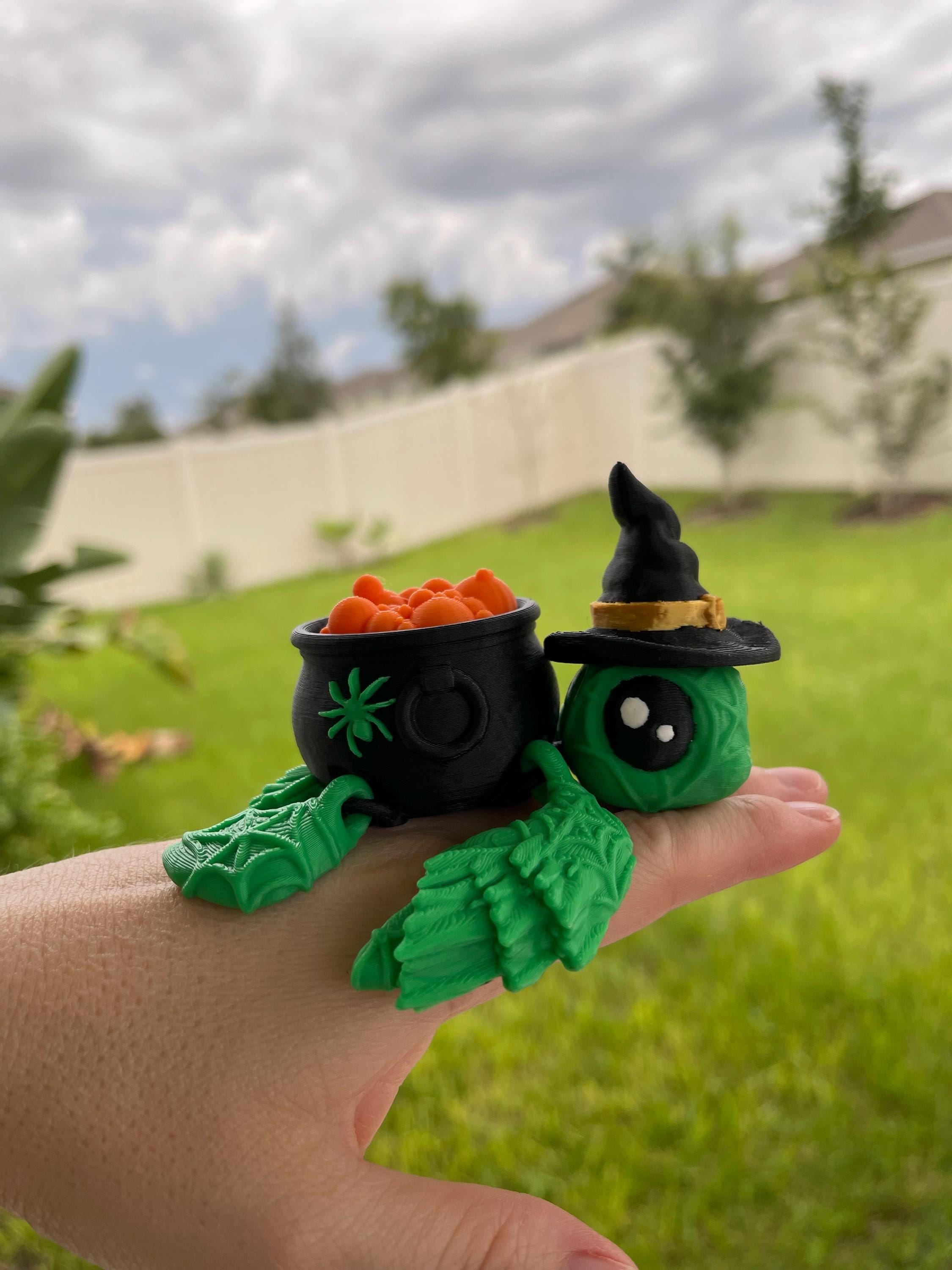 Witch Turtle 3D Printed Articulating Customizable Choose Color-Create Fantasy Crafts
