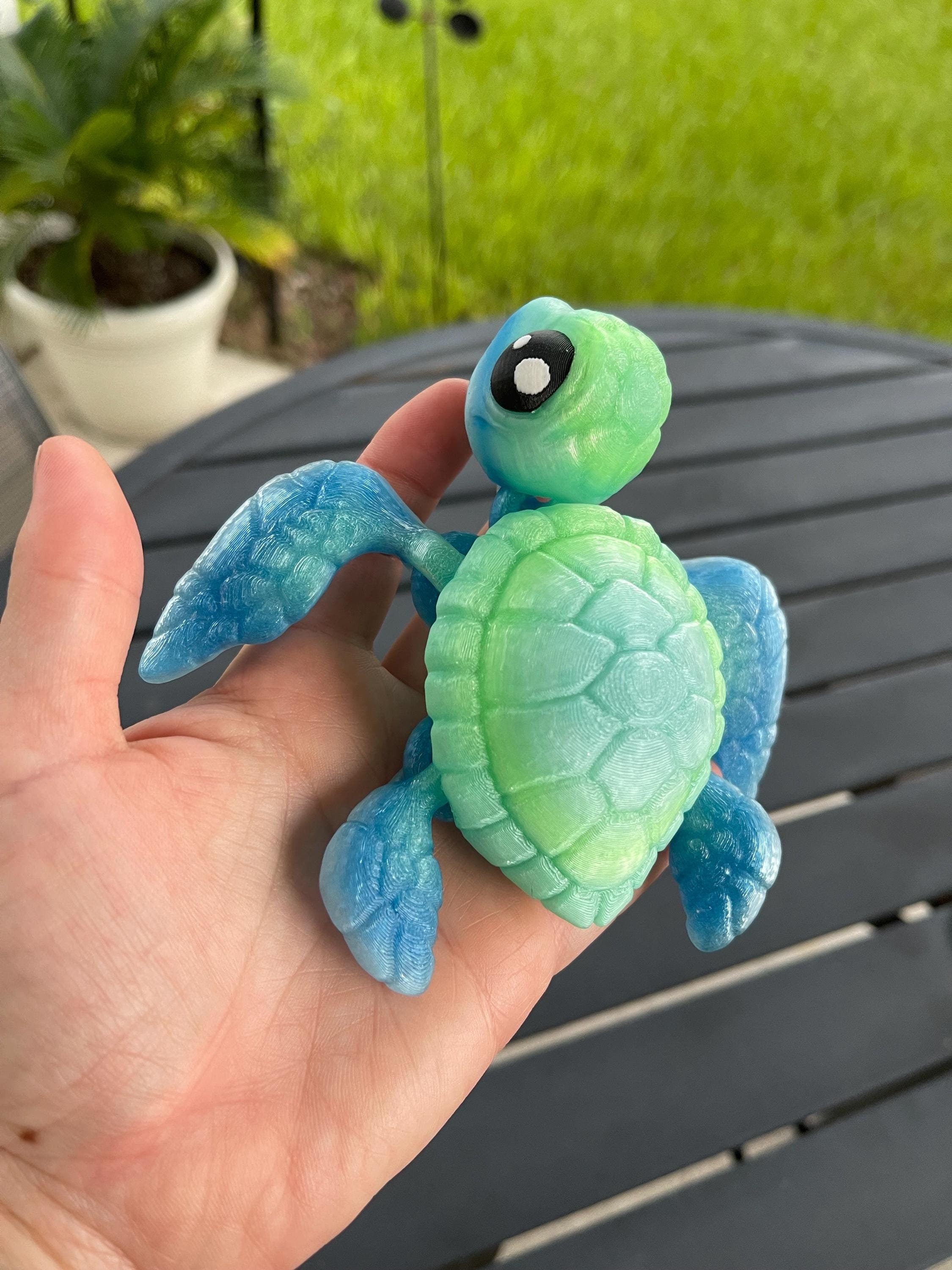 Cute Sea Turtle 3D Printed Articulating Customizable Choose Color-Create Fantasy Crafts