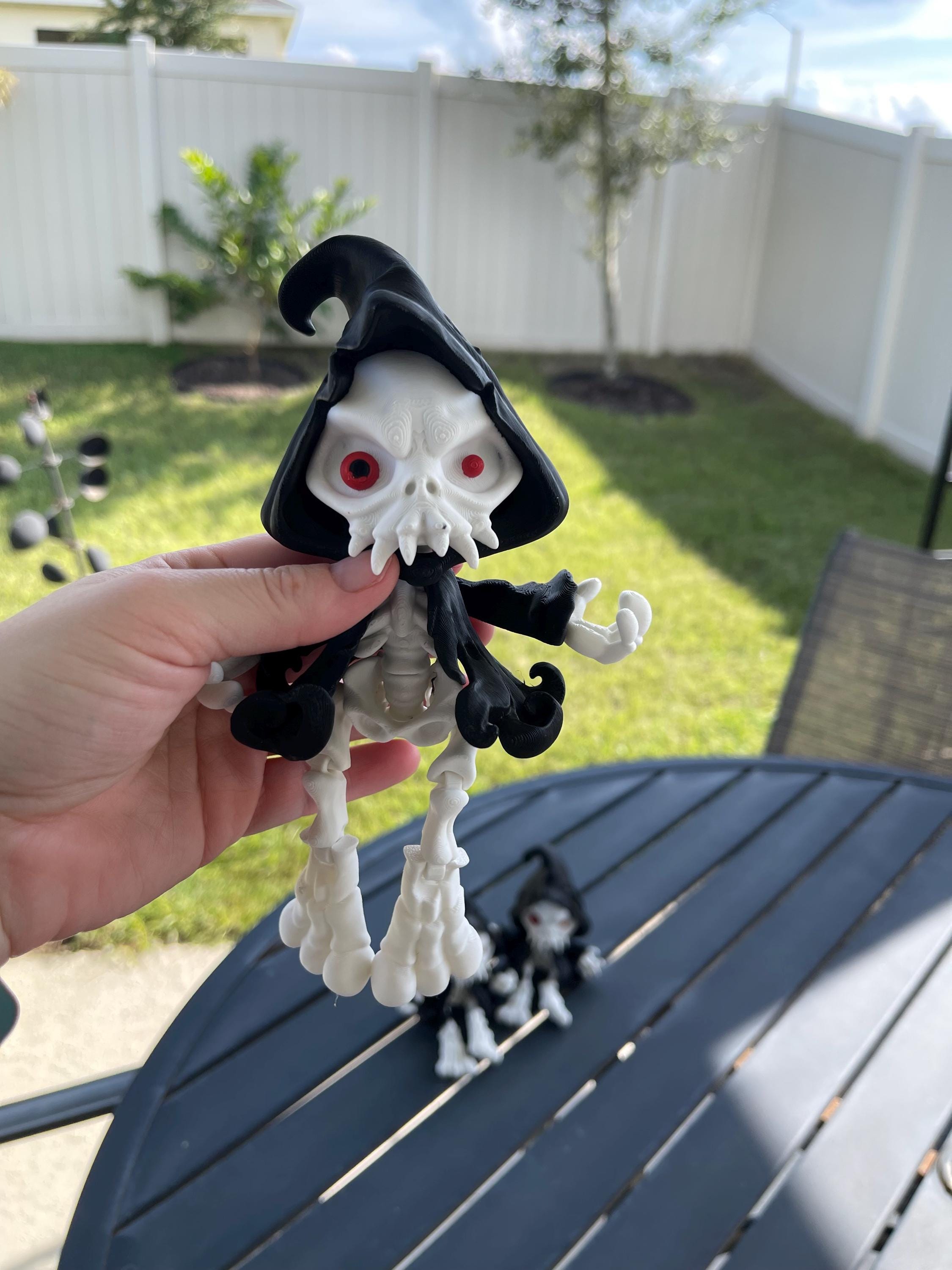 Grim Reaper Articulated 3D Print Includes Mini Book & Cup Desk Decor Horror Goth Fidget Creepy Cute-Create Fantasy Crafts