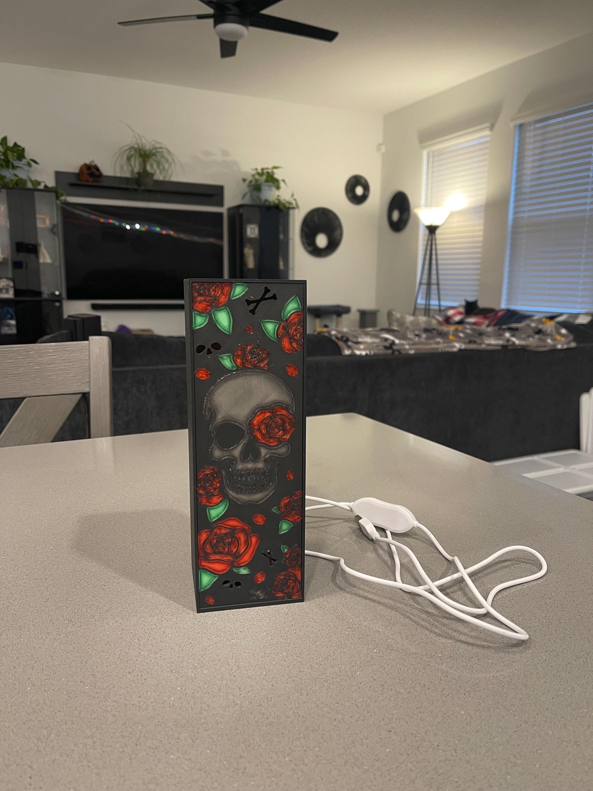 Skull Light Up Book Nook USB 3D Printed Bookshelf Decor-Create Fantasy Crafts