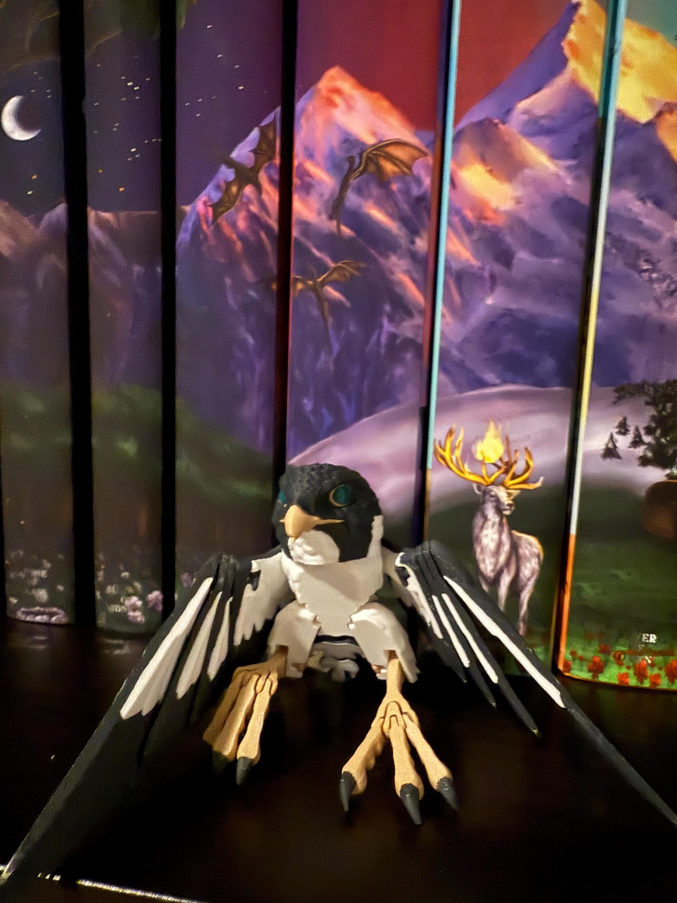 White Tail Hawk Falcon Articulating 3d Print Bookshelf Decor-Create Fantasy Crafts