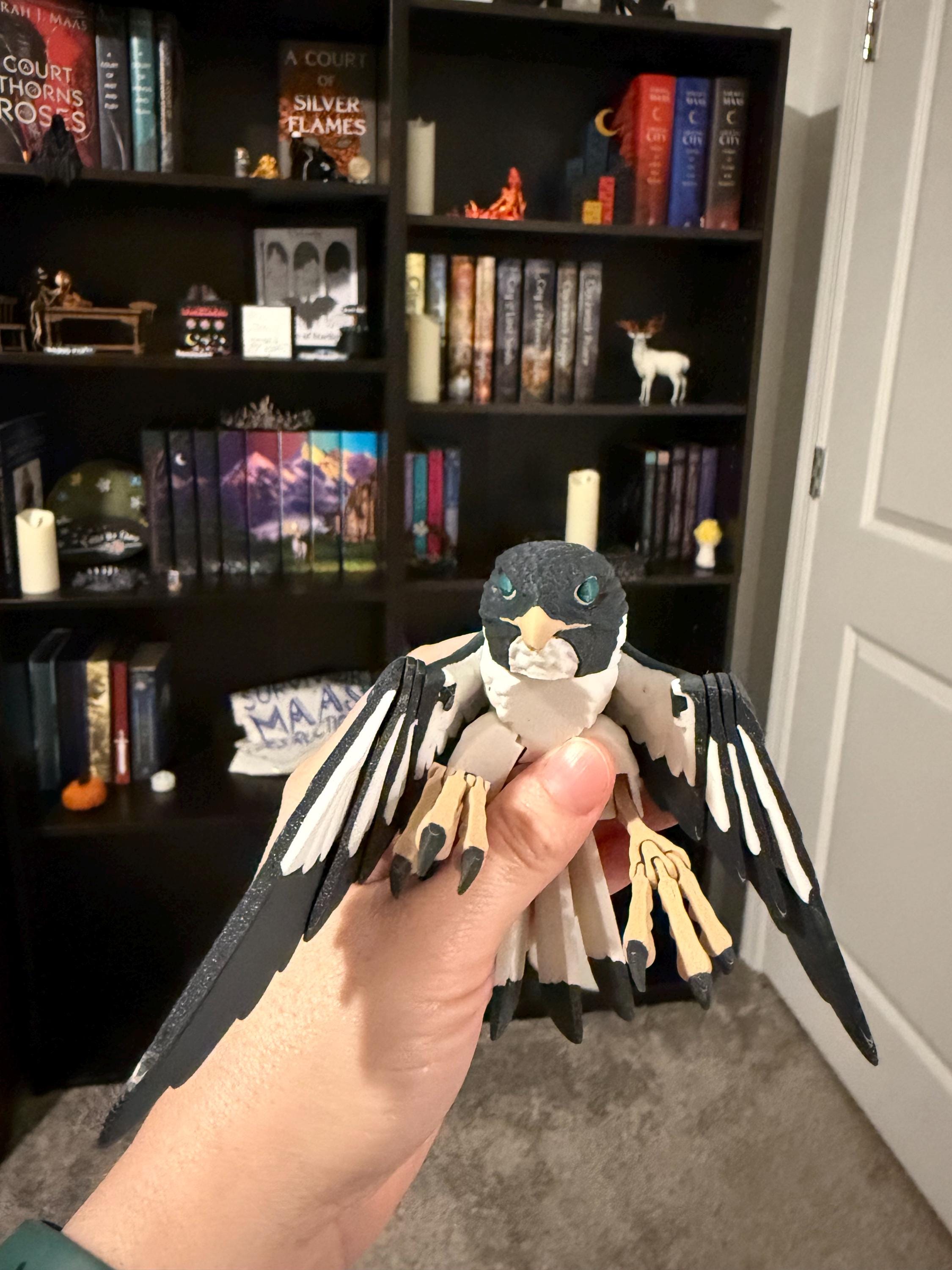 White Tail Hawk Falcon Articulating 3d Print Bookshelf Decor-Create Fantasy Crafts
