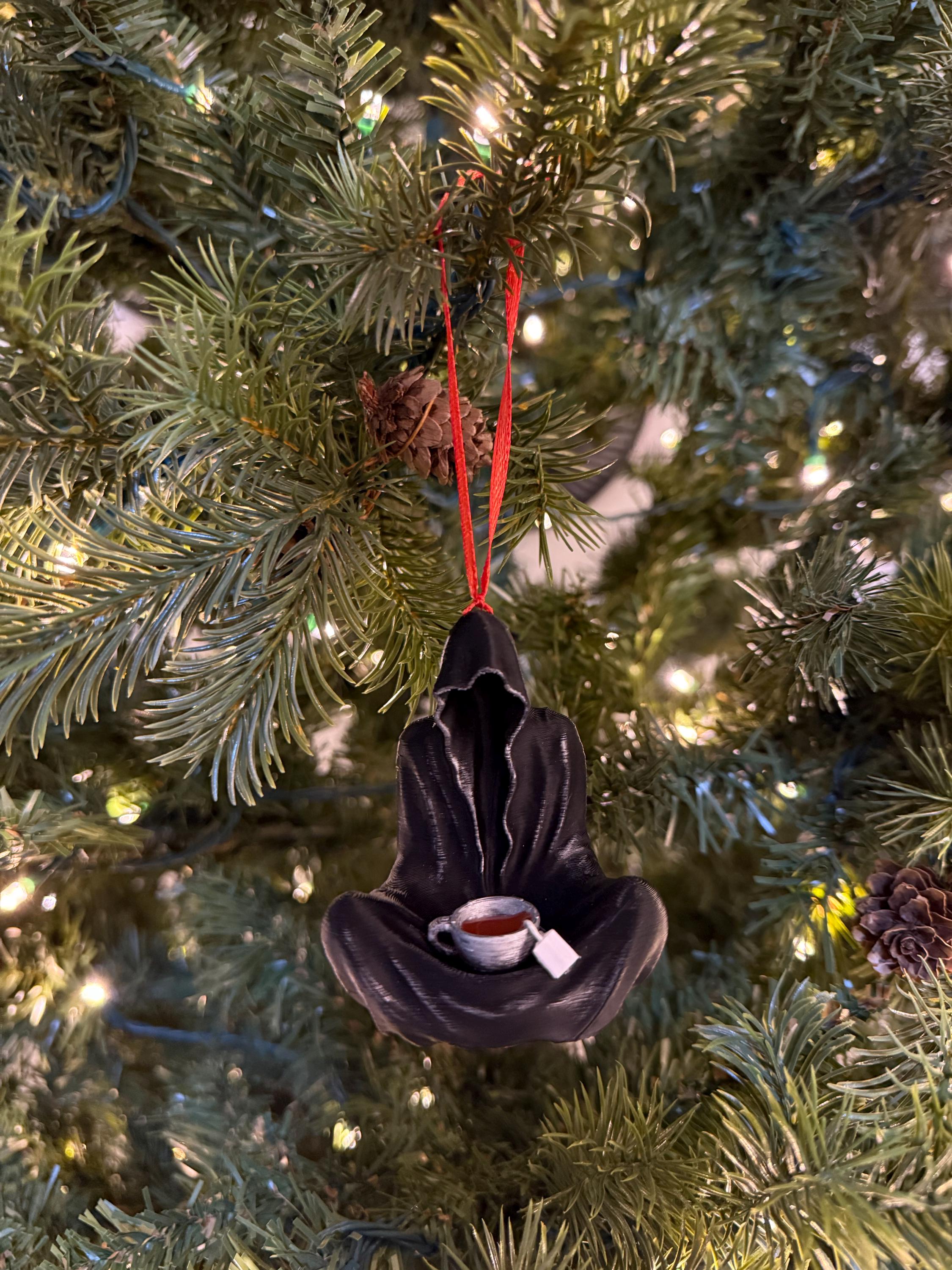 Sitting Ghost with Tea Cup Holiday Ornament - 3D Printed-Create Fantasy Crafts