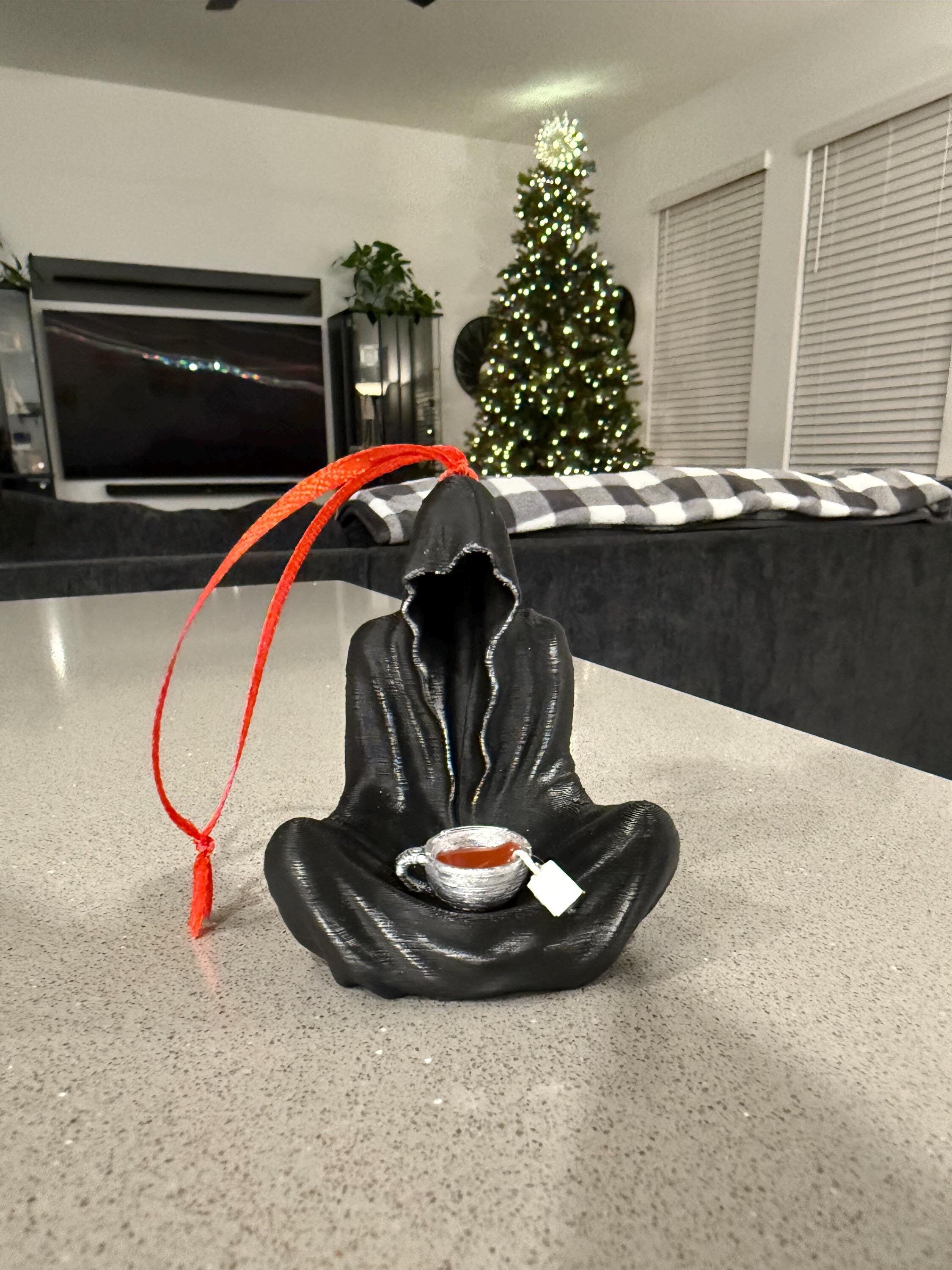 Sitting Ghost with Tea Cup Holiday Ornament - 3D Printed-Create Fantasy Crafts
