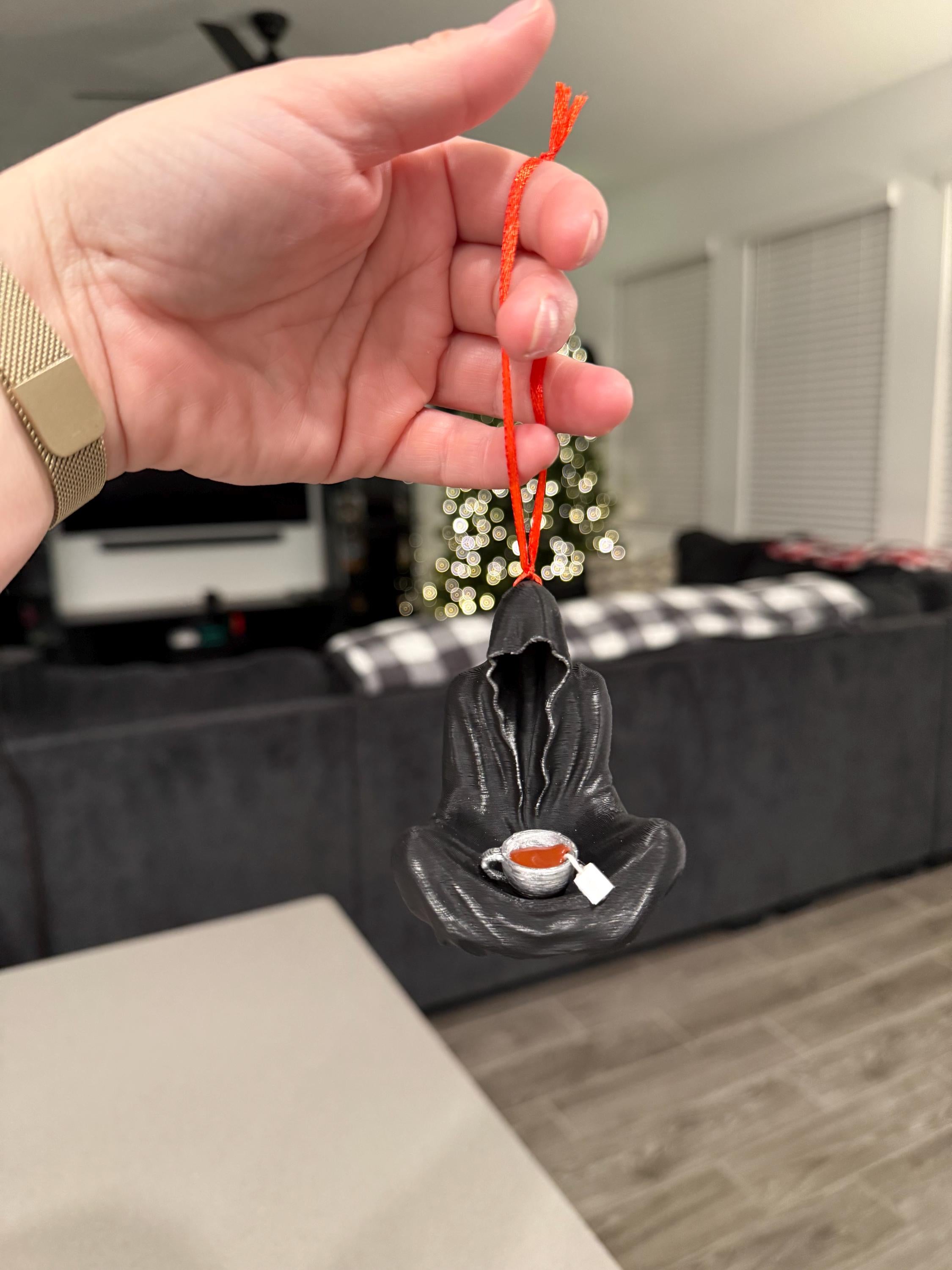 Sitting Ghost with Tea Cup Holiday Ornament - 3D Printed-Create Fantasy Crafts