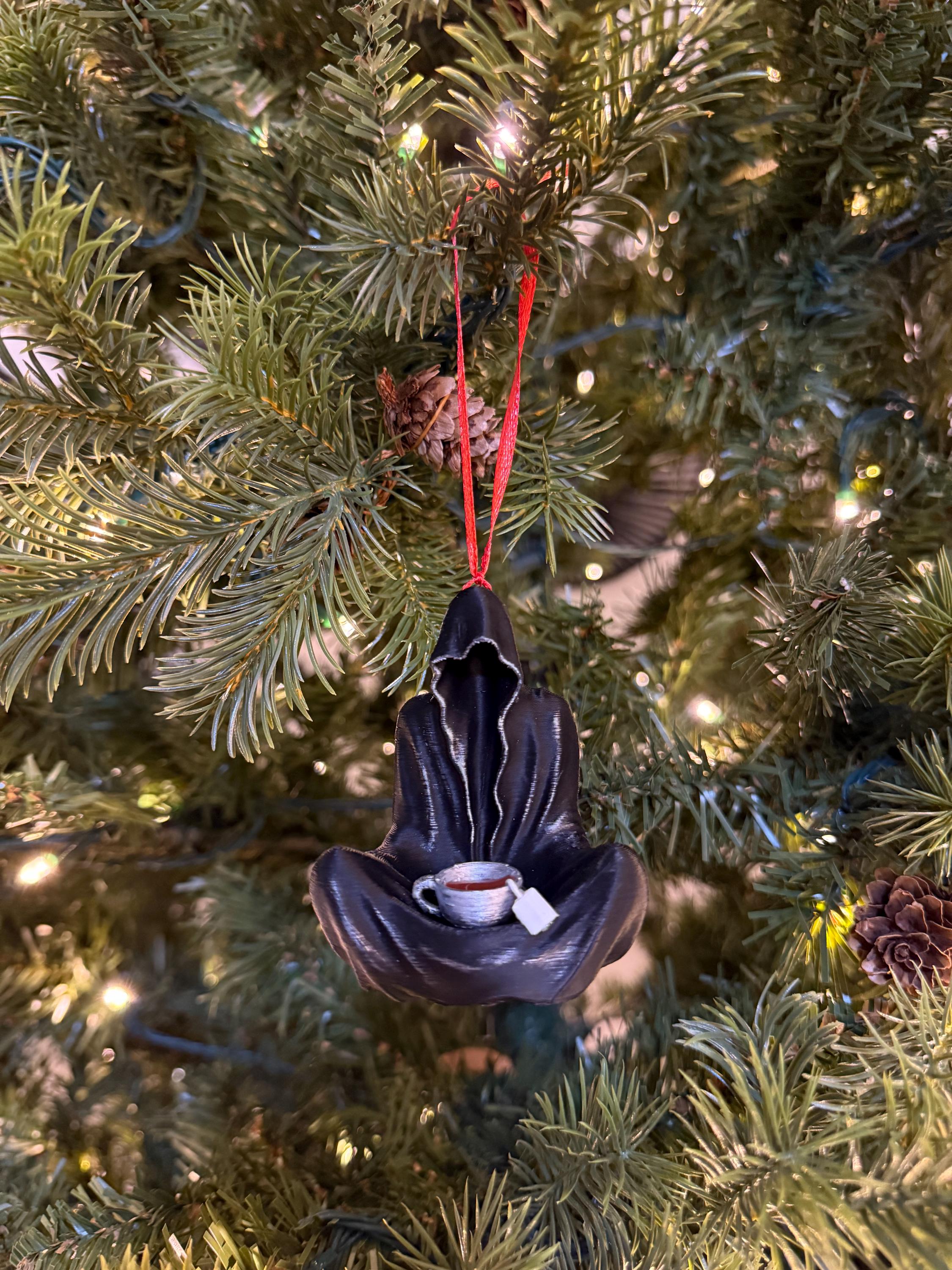 Sitting Ghost with Tea Cup Holiday Ornament - 3D Printed-Create Fantasy Crafts