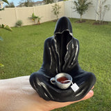Sitting Ghost Figure with Attached Tea Cup - 3D Printed - Hand Painted-Create Fantasy Crafts