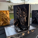 Dragon Book Storage Box 3D Printed - Metallic Wax Finish - Stash Box Storage D&D Dice Card Box-Create Fantasy Crafts