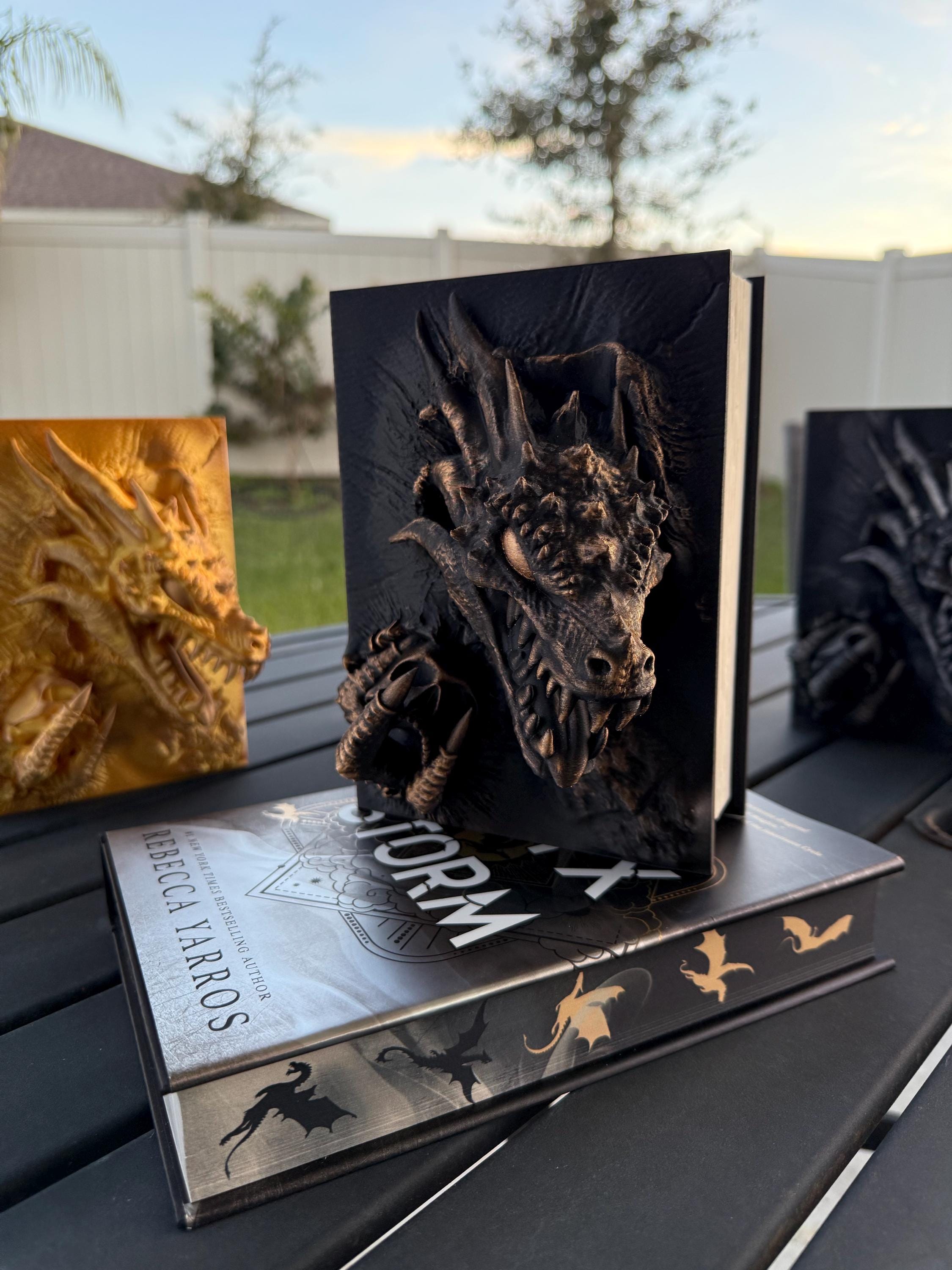 Dragon Book Storage Box 3D Printed - Metallic Wax Finish - Stash Box Storage D&D Dice Card Box-Create Fantasy Crafts