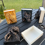 Dragon Book Storage Box 3D Printed - Metallic Wax Finish - Stash Box Storage D&D Dice Card Box-Create Fantasy Crafts