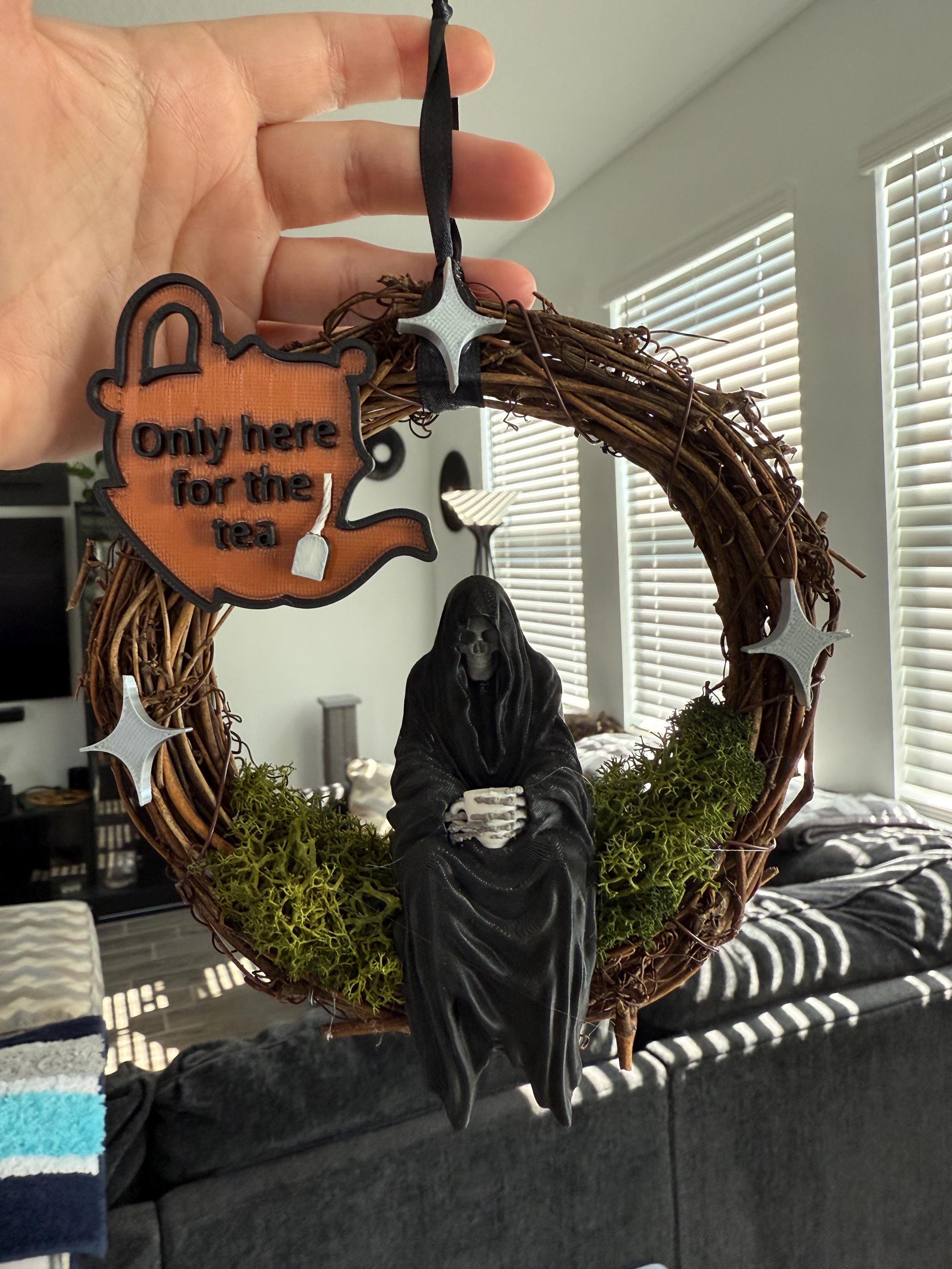 Reaper Drinking Tea - Decorative Mini Wreaths - Customizable-Create Fantasy Crafts