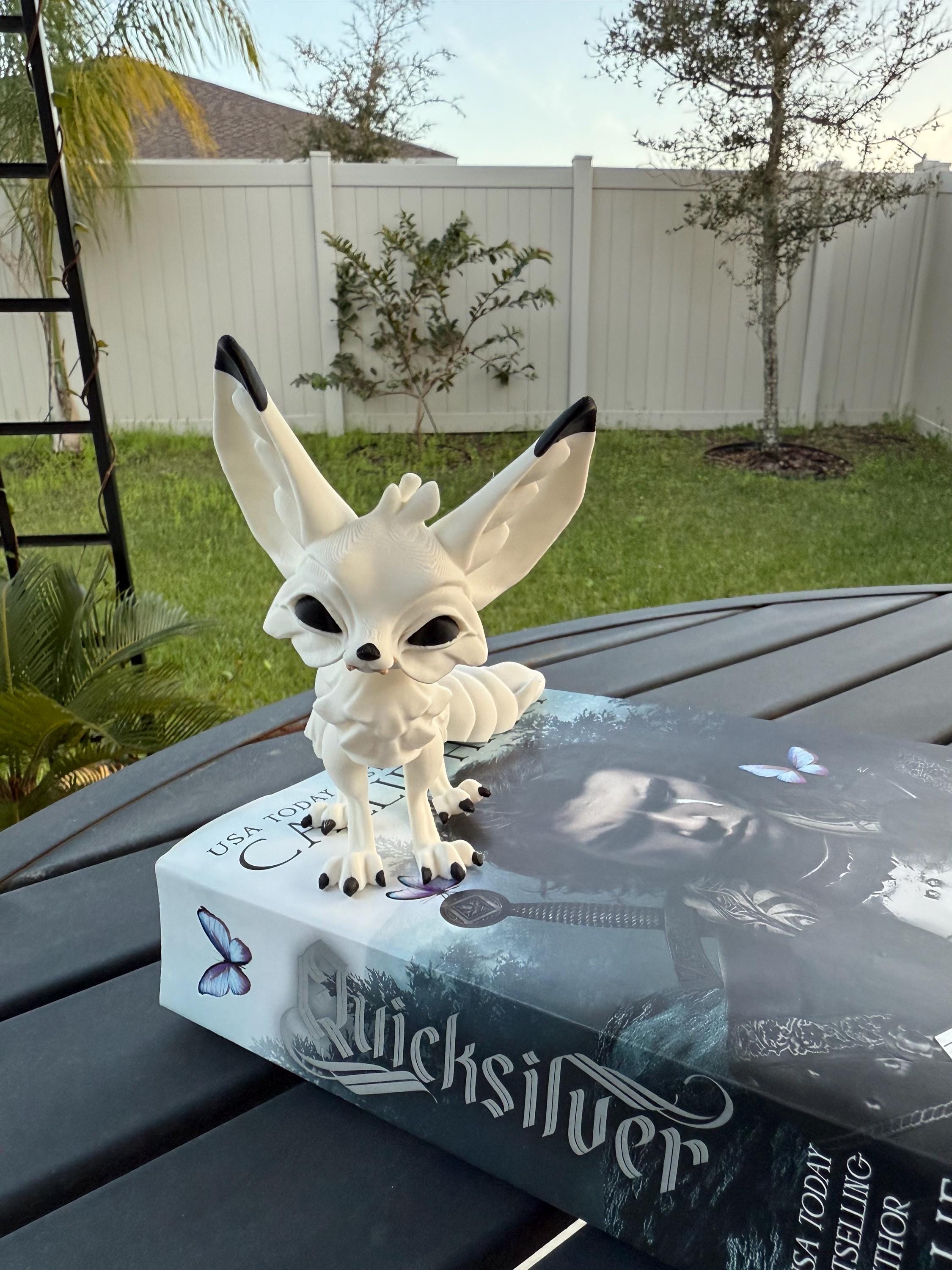 White Fennec Fox Articulated 3D Print Desk Decor Book Shelf Decor-Create Fantasy Crafts