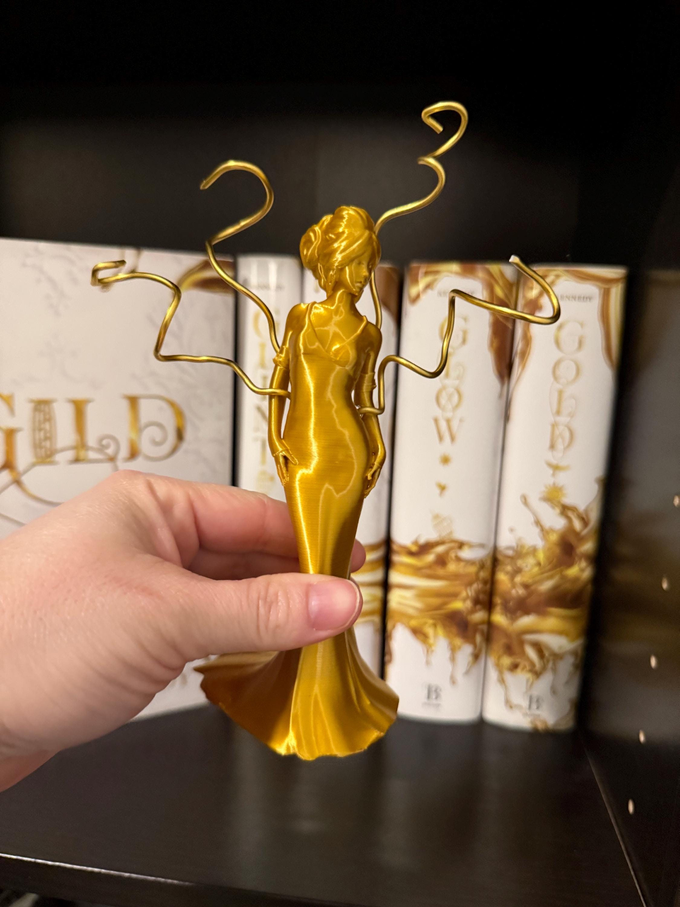 Golden Pet Female Statue | Bookshelf Decor | Bookish Merch-Create Fantasy Crafts