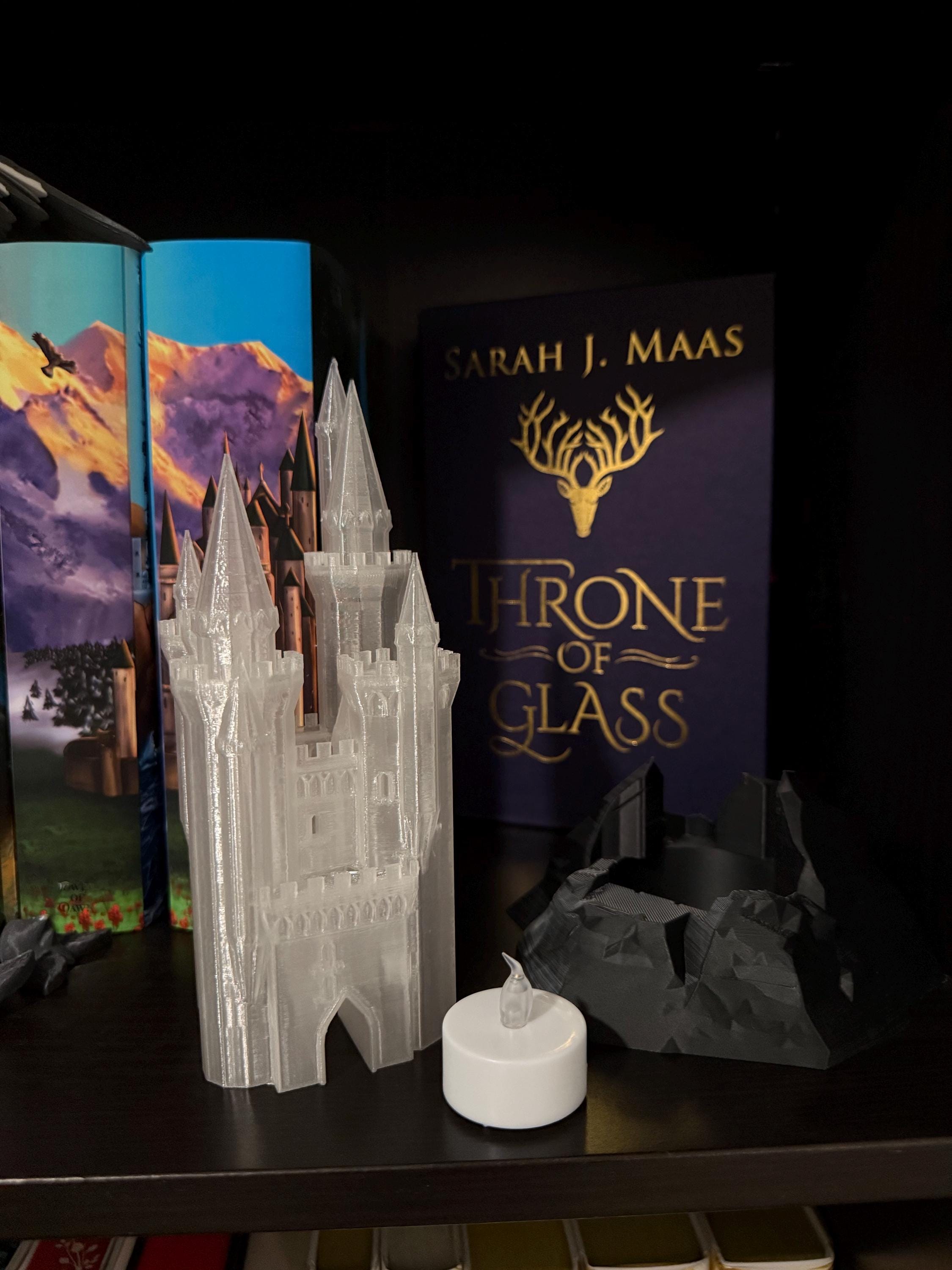 Glass Palace Tea Light Lamp - 3D Printed PLA Translucent Plastic - Bookshelf Decor-Create Fantasy Crafts