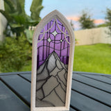 Gothic Window Tealight Book Nook | Mountain Sky | Bookshelf Decor