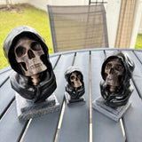 Hooded Skull Statue | Book Ends | Decor | Hand Painted | Gothic | Horror |