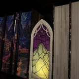 Gothic Window Tealight Book Nook | Mountain Sky | Bookshelf Decor