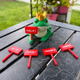 Crowned Frog Bookshelf Decor Interchangeable Signs