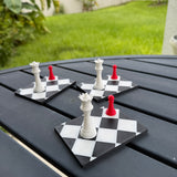 Mini Chessboard with Queen and Pawn | Bookshelf Decor
