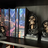 Hooded Skull Statue | Book Ends | Decor | Hand Painted | Gothic | Horror |