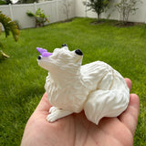 White Fox with Purple Butterfly | Bookshelf decor