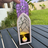 Gothic Window Tealight Book Nook | Mountain Sky | Bookshelf Decor