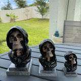 Hooded Skull Statue | Book Ends | Decor | Hand Painted | Gothic | Horror |