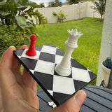 Mini Chessboard with Queen and Pawn | Bookshelf Decor