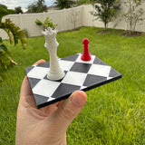 Mini Chessboard with Queen and Pawn | Bookshelf Decor